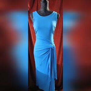 Sophia Vergara Blue And Black Sleeveless Dresses With Knot Detail